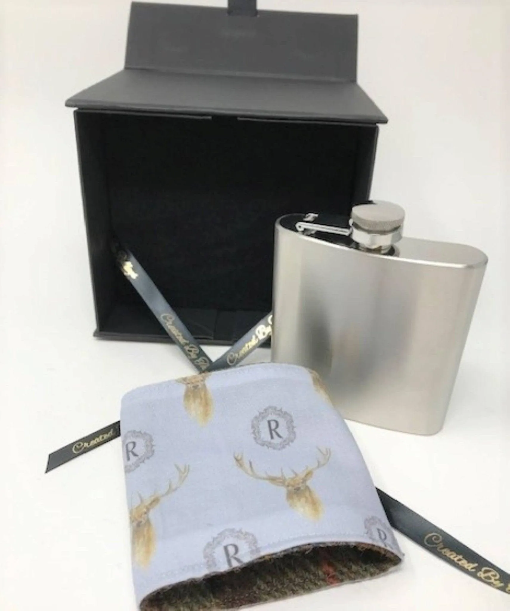 6oz Harris Tweed Hip Flask - Mackenzie Tartan  - by Created by the Ridleys