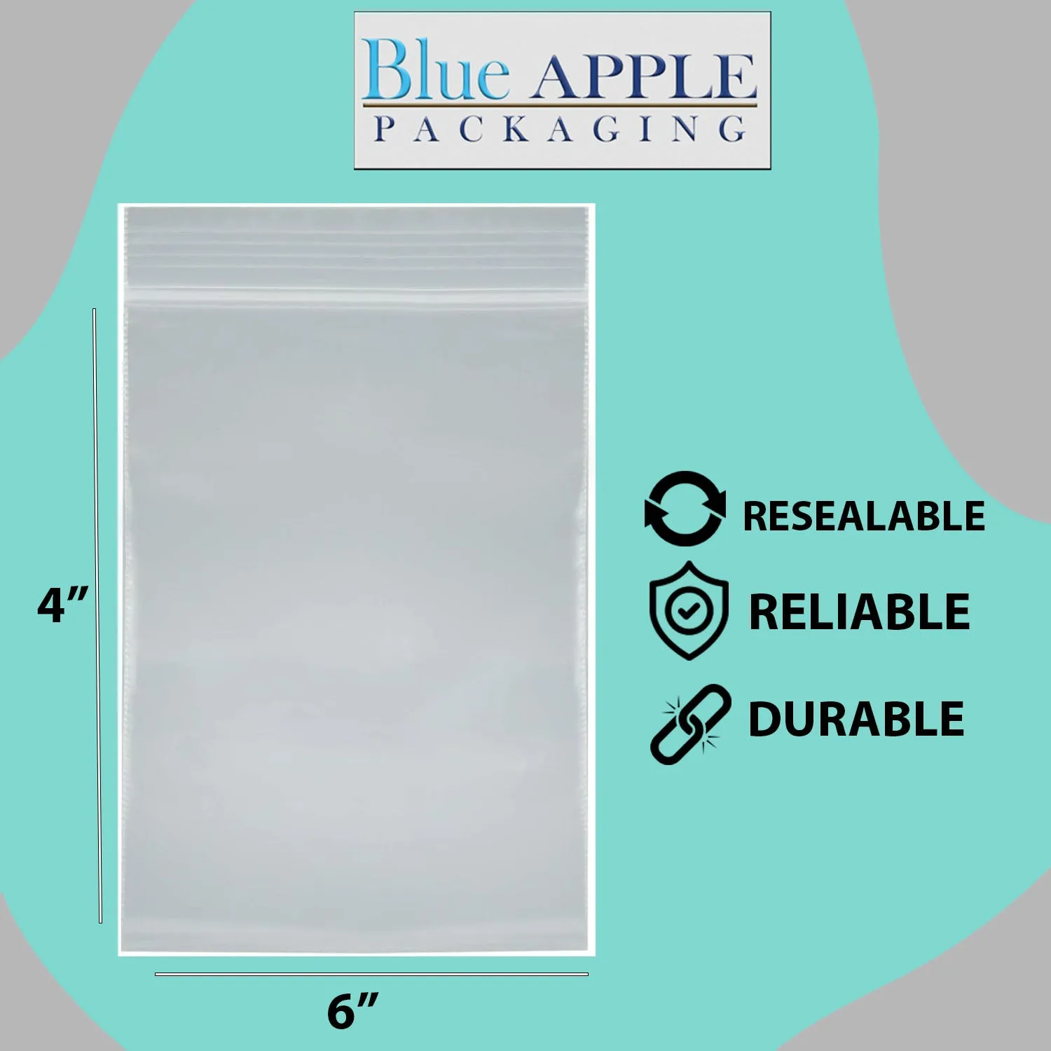 6X4 inches Reclosable Single Line Zipper Poly Bags 2 Mil (LDPE) Snack Size