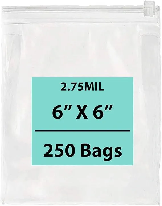 6X6 inches Resealable Poly Bags With Slide Seal 2.75 Mil (LDPE)