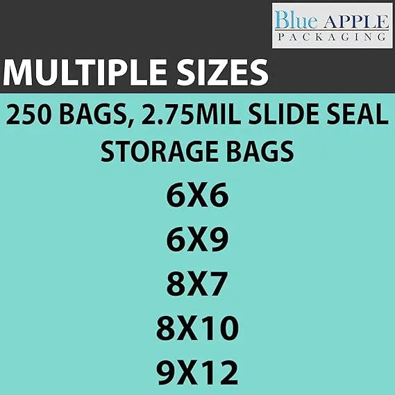 6X6 inches Resealable Poly Bags With Slide Seal 2.75 Mil (LDPE)