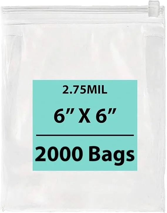 6X6 inches Resealable Poly Bags With Slide Seal 2.75 Mil (LDPE)