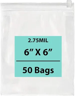 6X6 inches Resealable Poly Bags With Slide Seal 2.75 Mil (LDPE)