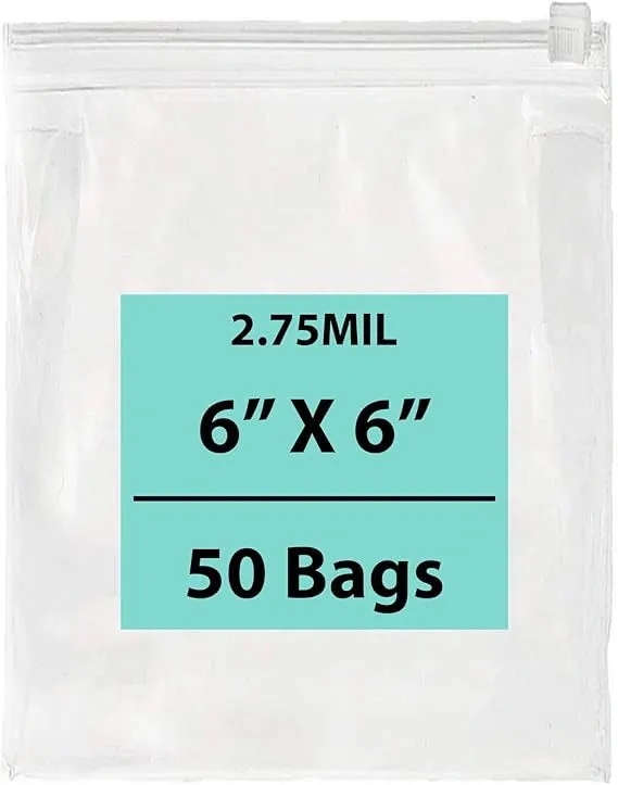 6X6 inches Resealable Poly Bags With Slide Seal 2.75 Mil (LDPE)