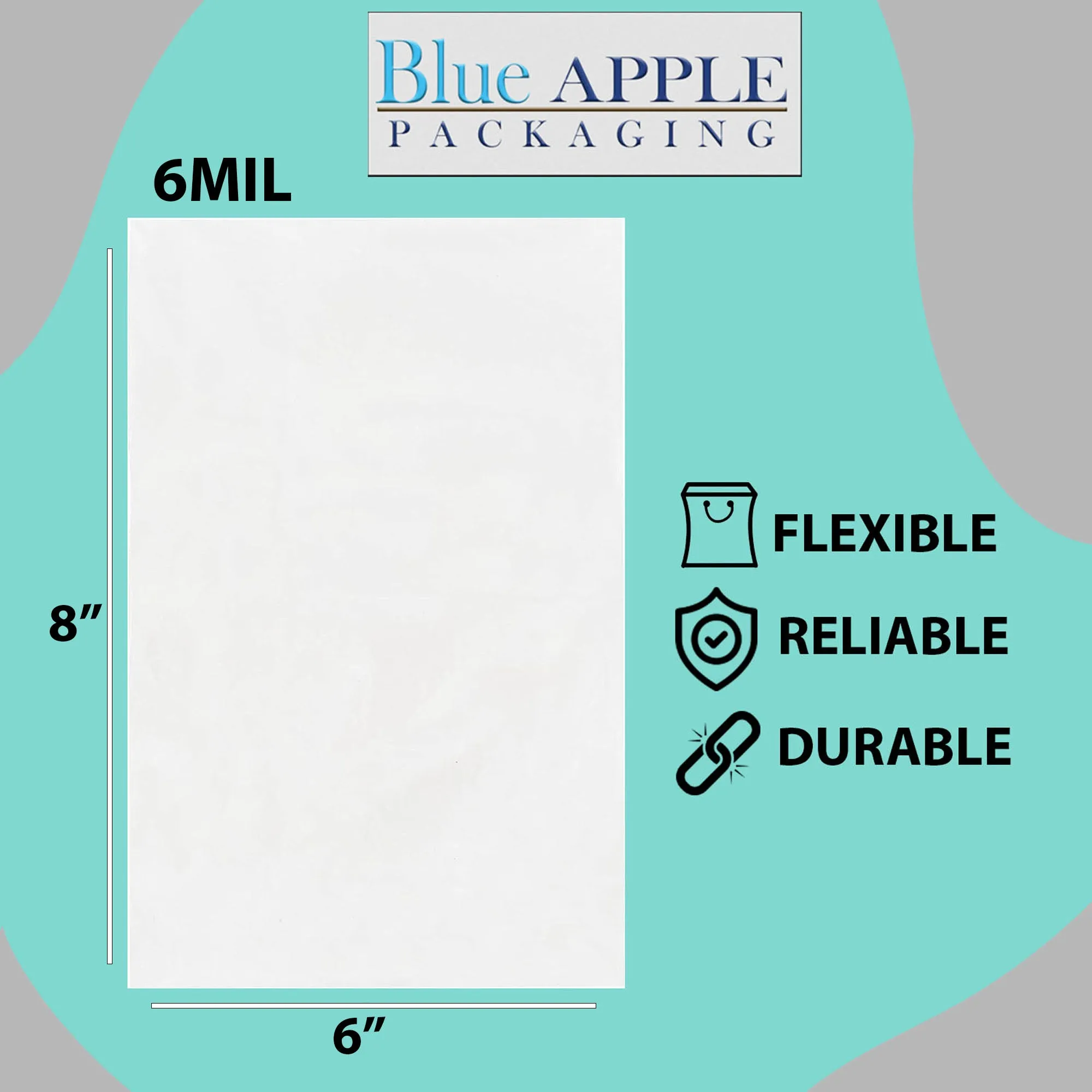 6X8 inches Clear Flat Poly Bags 6Mil Open Top (LDPE)