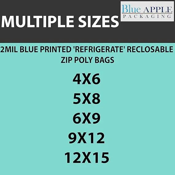 6X9 inches Refrigerator Bags (Printed) 2 Mil Zipper Reclosable for Pharmacy