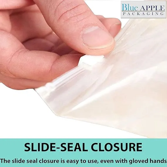 6X9 inches Resealable Poly Bags Slide Seal With write on Block 2.75 Mil (LDPE)