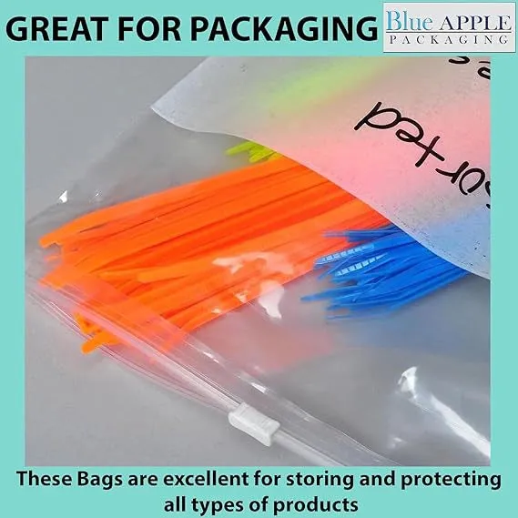 6X9 inches Resealable Poly Bags Slide Seal With write on Block 2.75 Mil (LDPE)