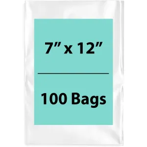 7X12 inches Clear Flat Poly Bags 1.5Mil Open Top (LDPE)