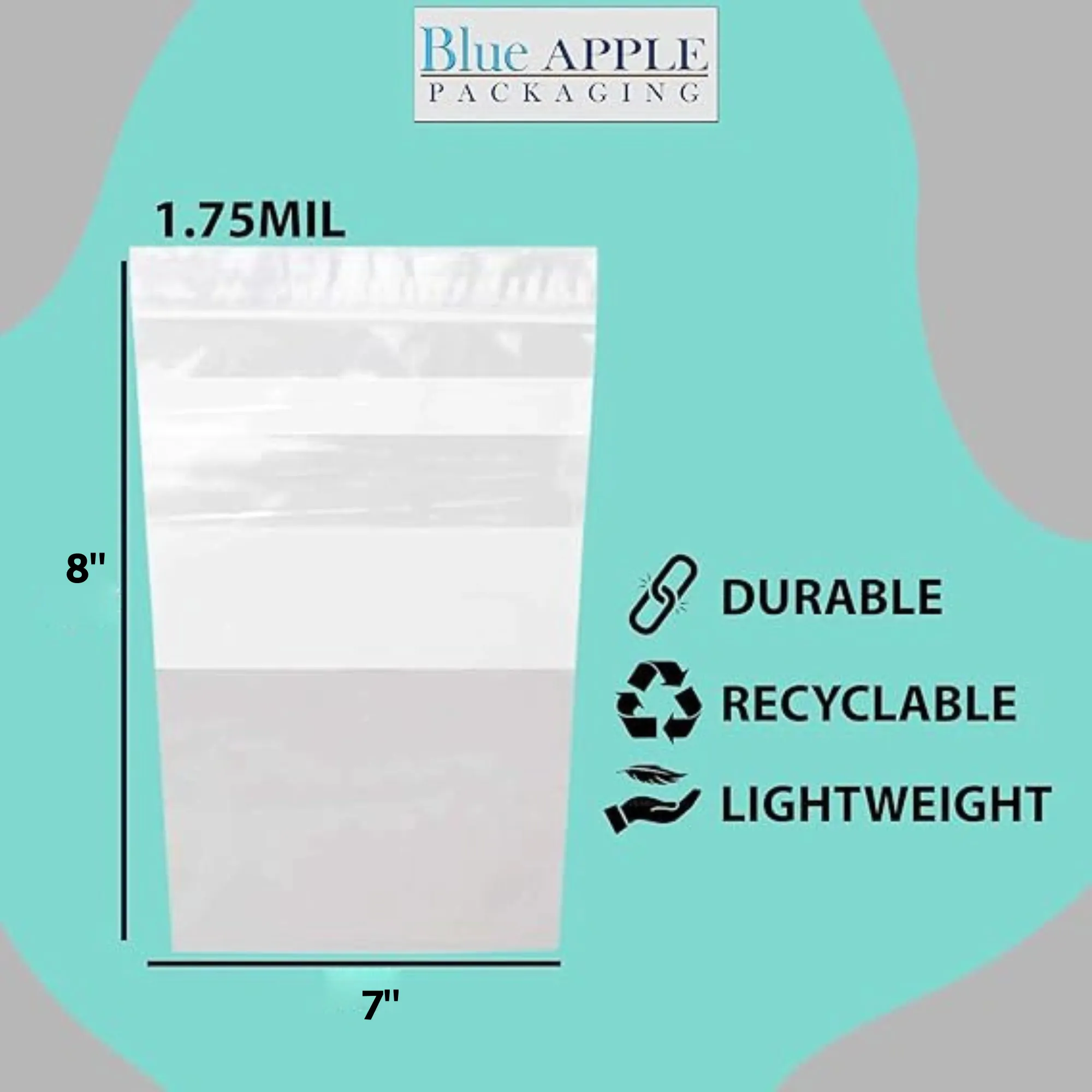 7X8   4 inch Quart Zipper Standup Pouches w/ White Strips 1.75 Mil LDPE
