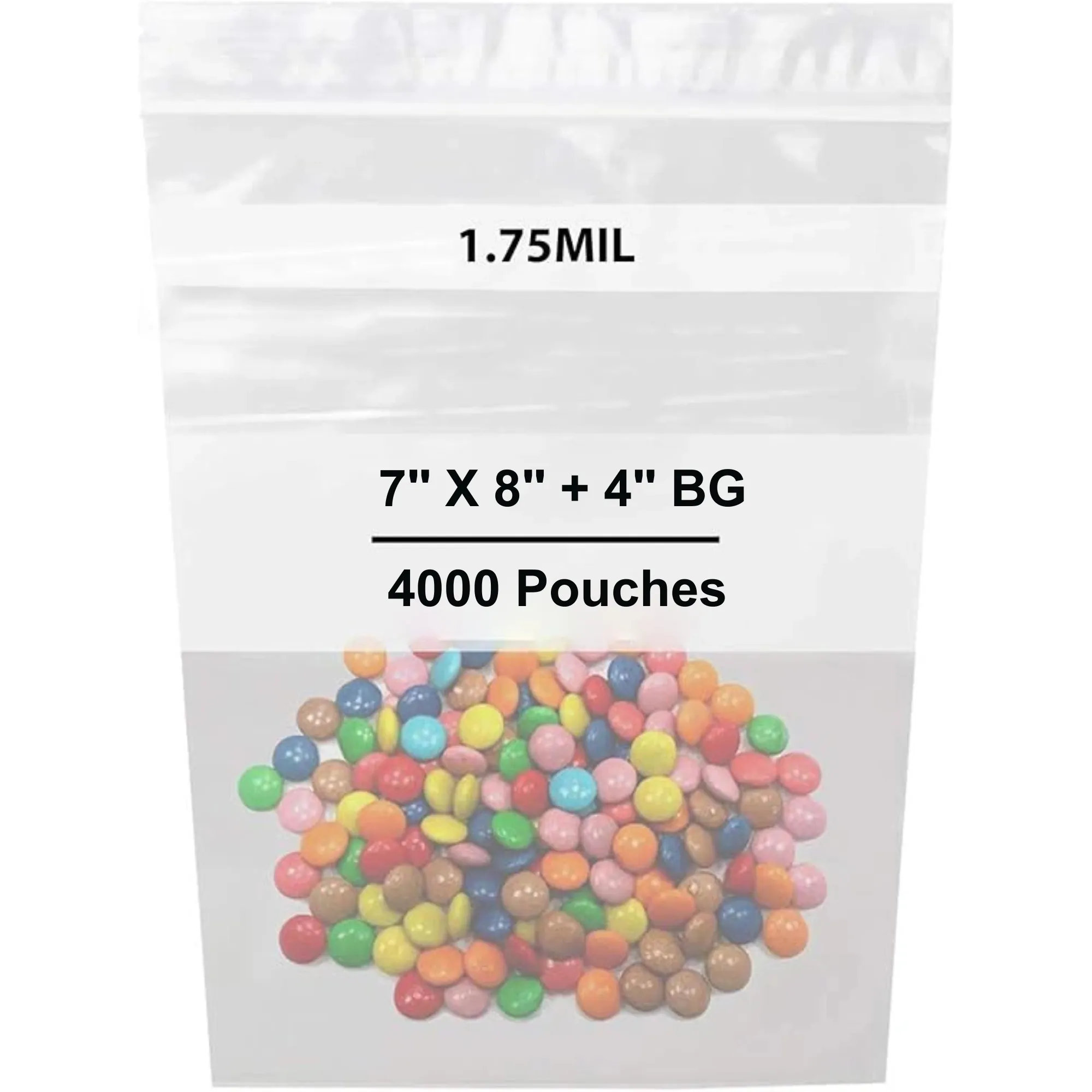 7X8   4 inch Quart Zipper Standup Pouches w/ White Strips 1.75 Mil LDPE