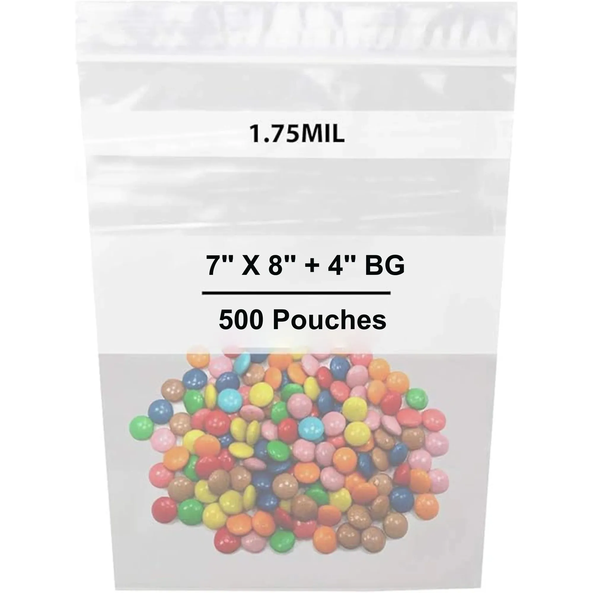 7X8   4 inch Quart Zipper Standup Pouches w/ White Strips 1.75 Mil LDPE