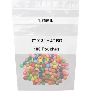 7X8   4 inch Quart Zipper Standup Pouches w/ White Strips 1.75 Mil LDPE