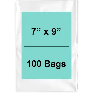 7X9 inches Clear Flat Poly Bags 1.25Mil Open Top (LDPE)