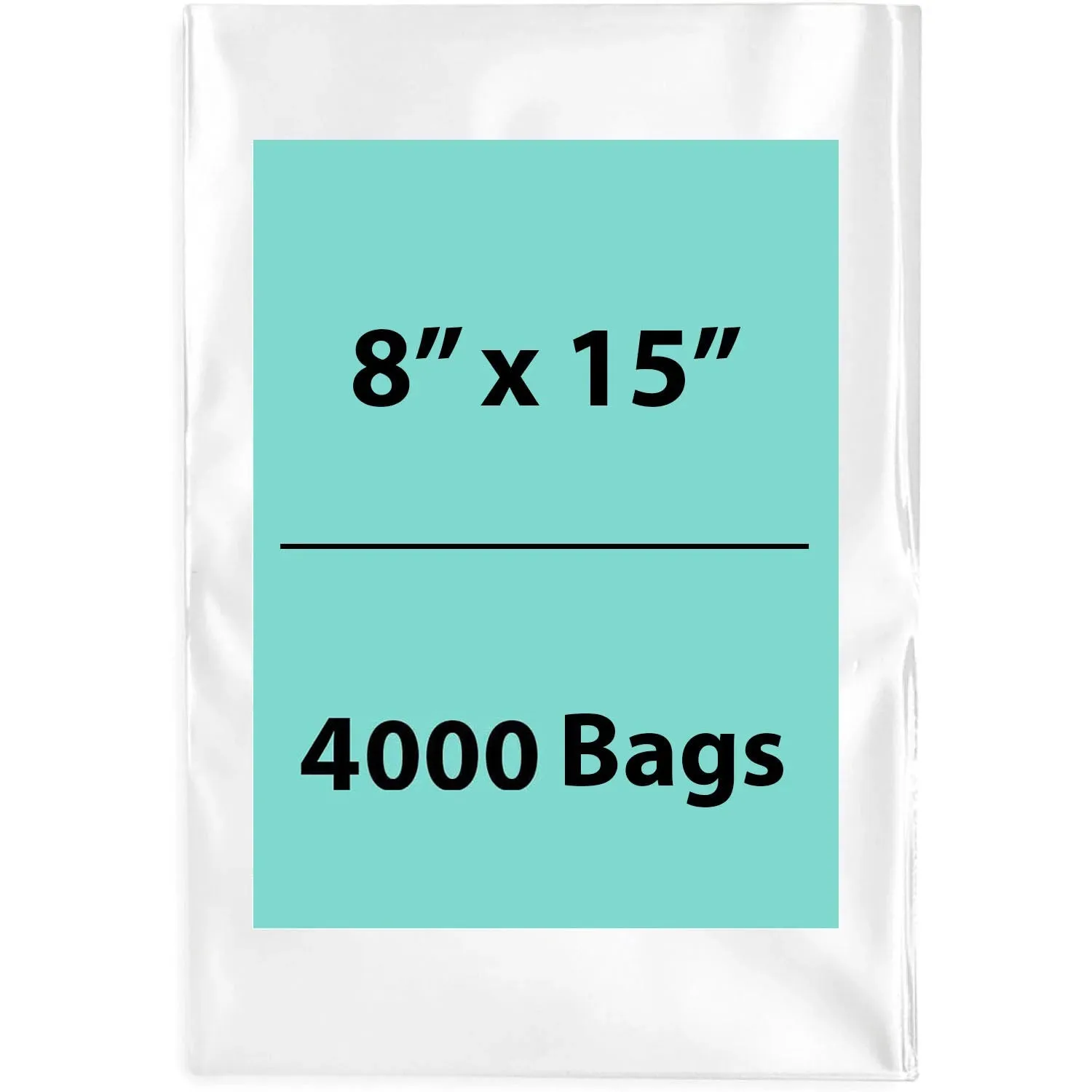 8X15 inches Clear Flat Poly Bags 1.5Mil Open Top (LDPE)