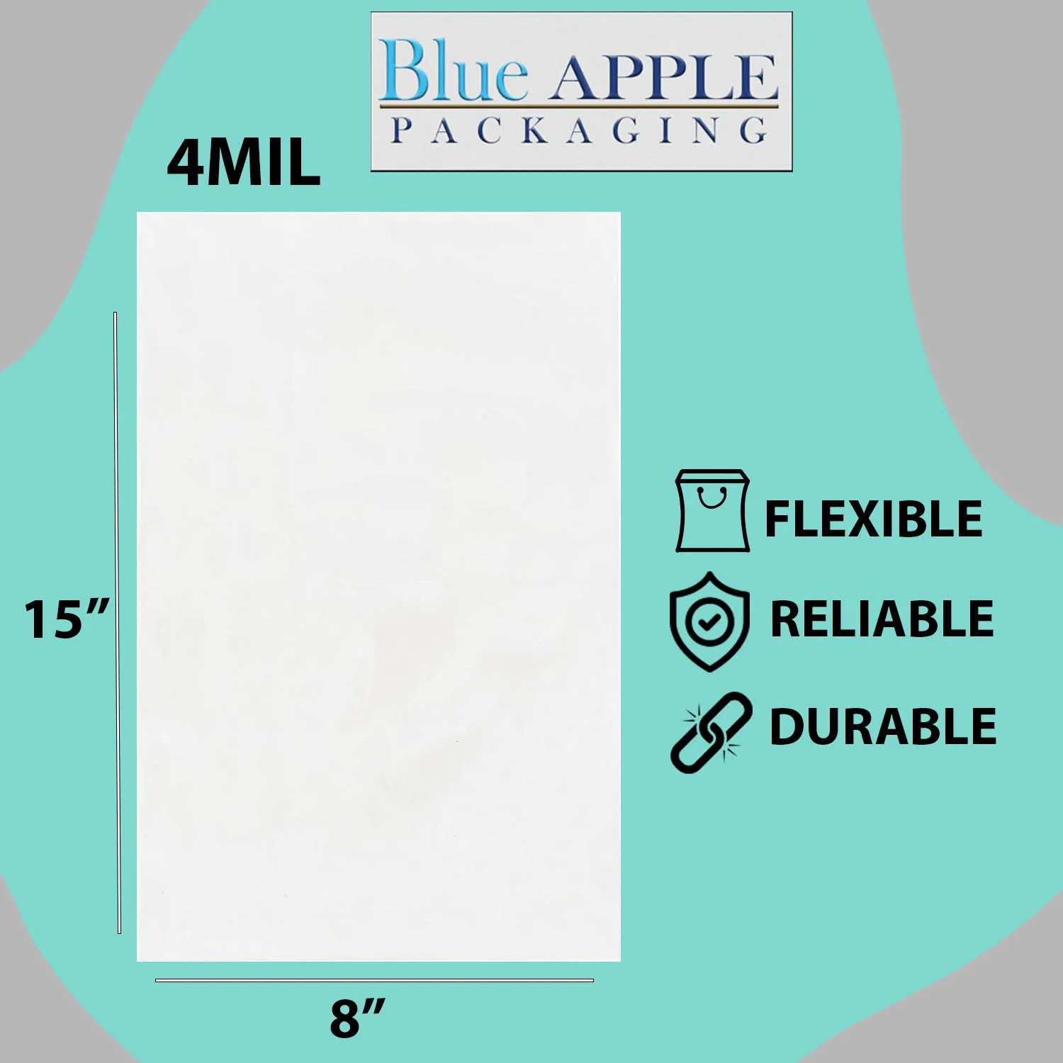 8X15 inches Clear Flat Poly Bags 4Mil Open Top (LDPE)