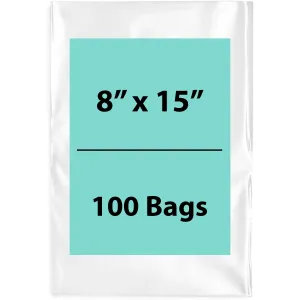 8X15 inches Clear Flat Poly Bags 4Mil Open Top (LDPE)