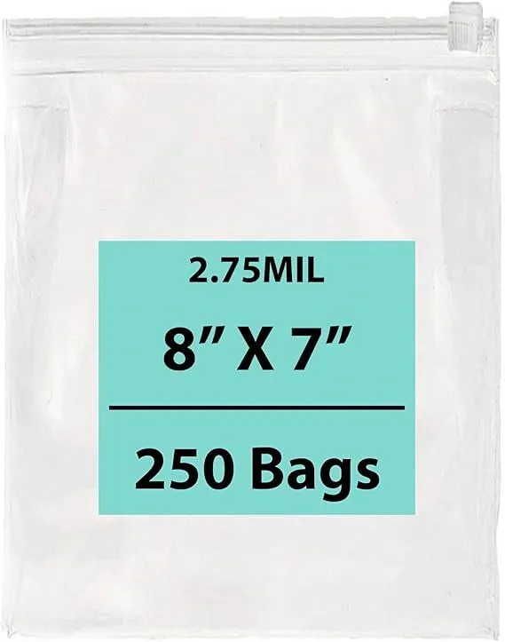8X7 inches Resealable Poly Bags With Slide Seal 2.75 Mil (LDPE)