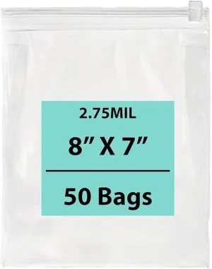 8X7 inches Resealable Poly Bags With Slide Seal 2.75 Mil (LDPE)