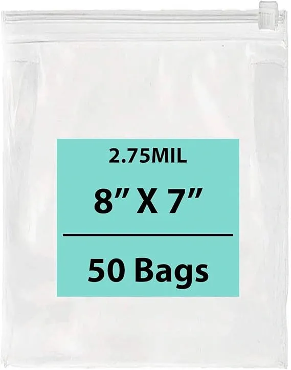 8X7 inches Resealable Poly Bags With Slide Seal 2.75 Mil (LDPE)