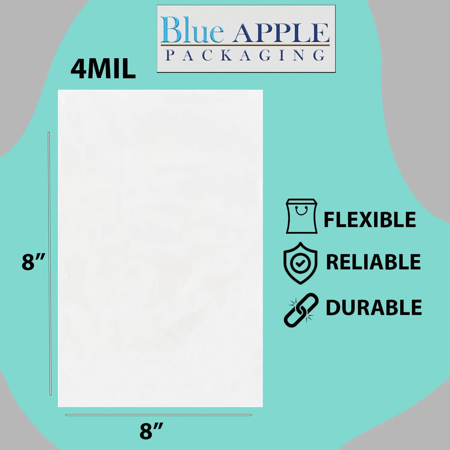 8X8 inches Clear Flat Poly Bags 4Mil Open Top (LDPE)