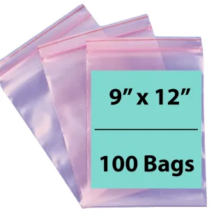 9X12 inches Pink Anti Static Zip Lock Bags 4 Mil