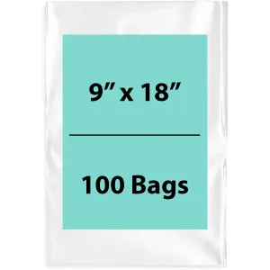 9X18 inches Clear Flat Poly Bags 1.5Mil Open Top (LDPE)