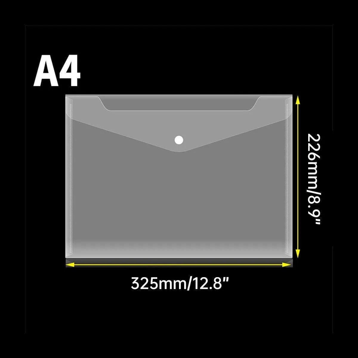 A4 Plastic File Document Bag 12PCS