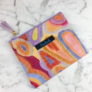 Aboriginal Design Small Clutch, Small makeup bag. Agnes Nampijinpa-Brown design.