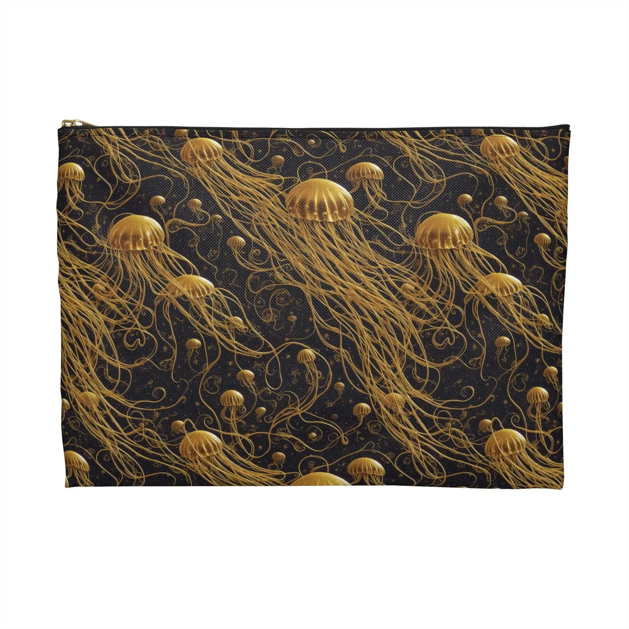 Accessory Pouch - Black and Gold Jellyfishes