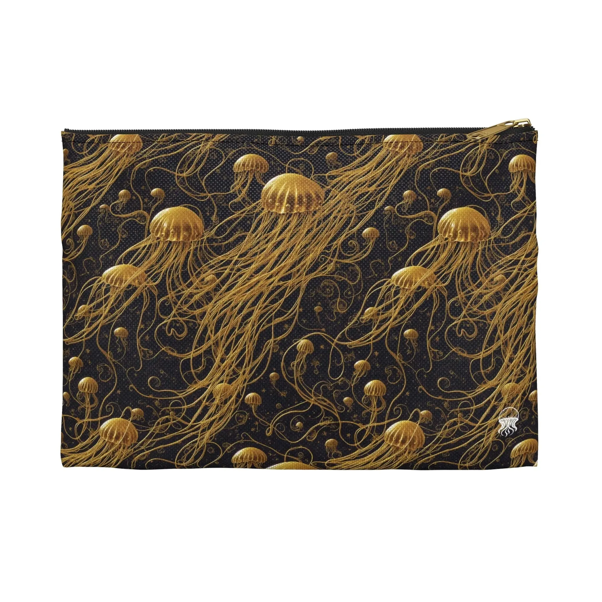Accessory Pouch - Black and Gold Jellyfishes