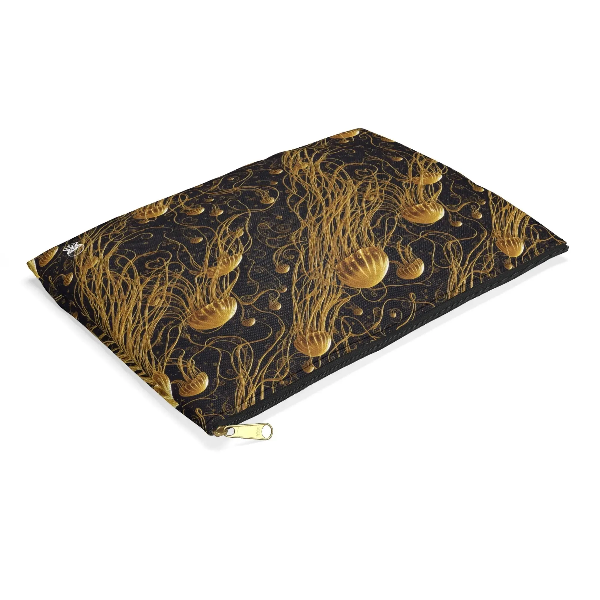 Accessory Pouch - Black and Gold Jellyfishes