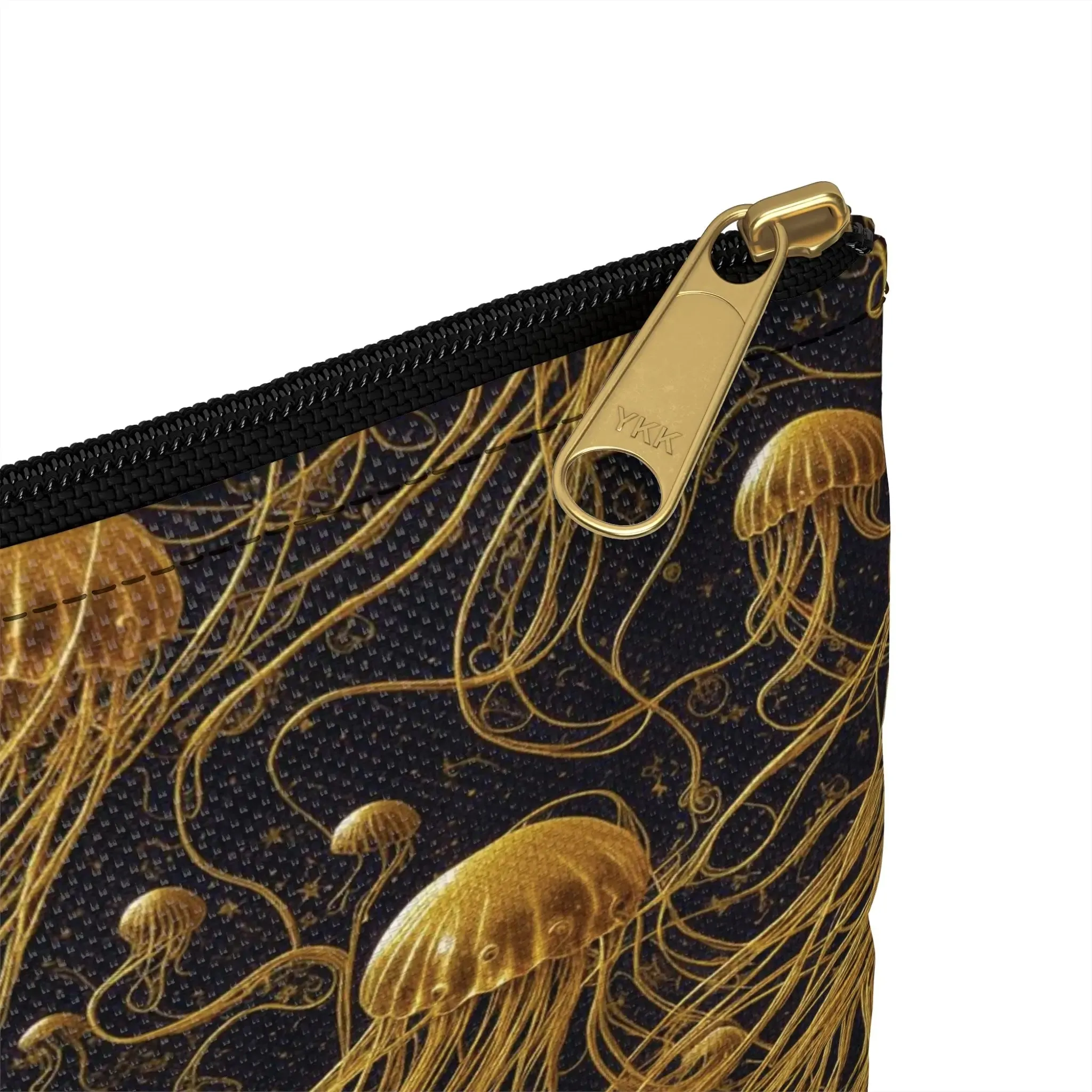 Accessory Pouch - Black and Gold Jellyfishes
