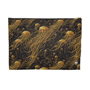 Accessory Pouch - Black and Gold Jellyfishes