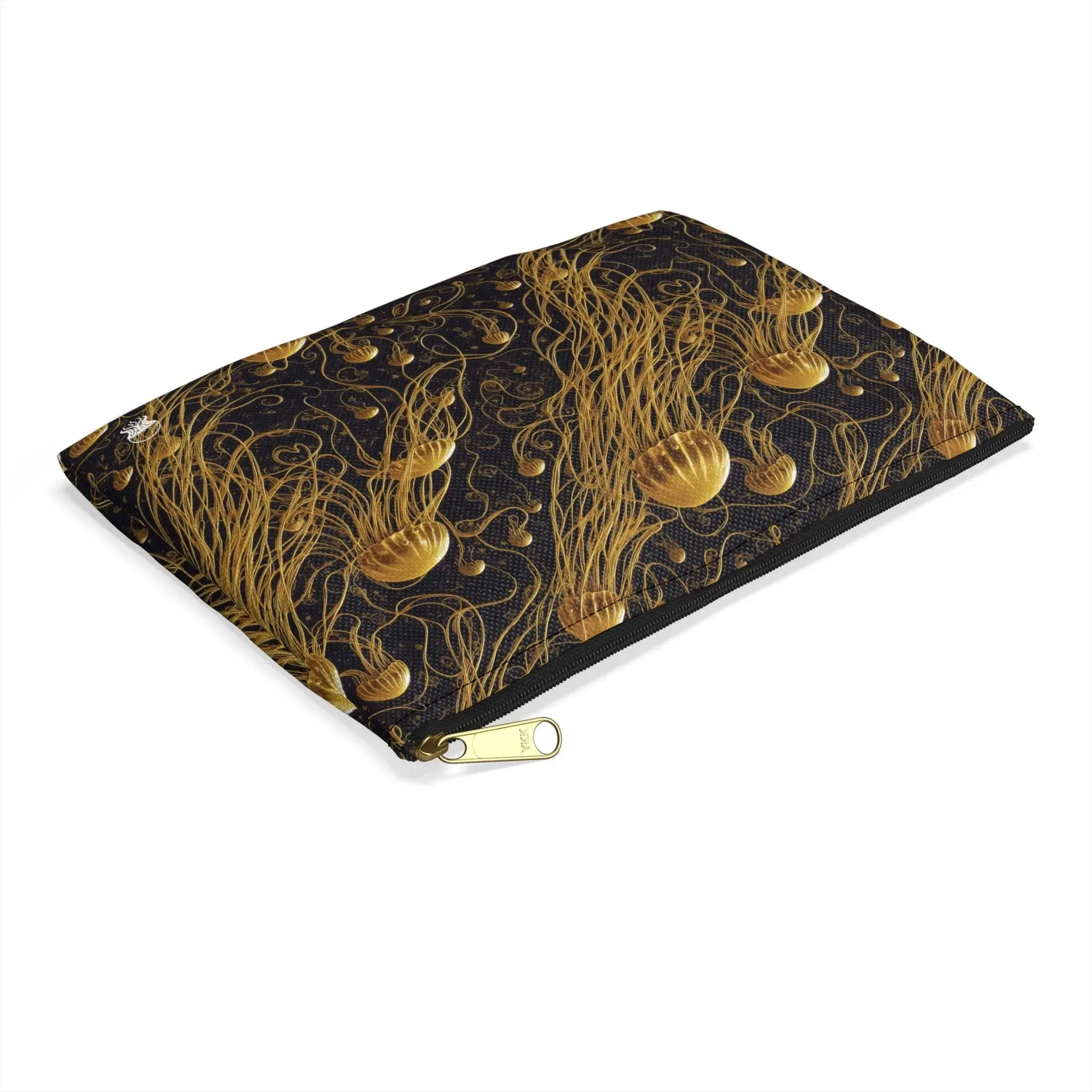 Accessory Pouch - Black and Gold Jellyfishes