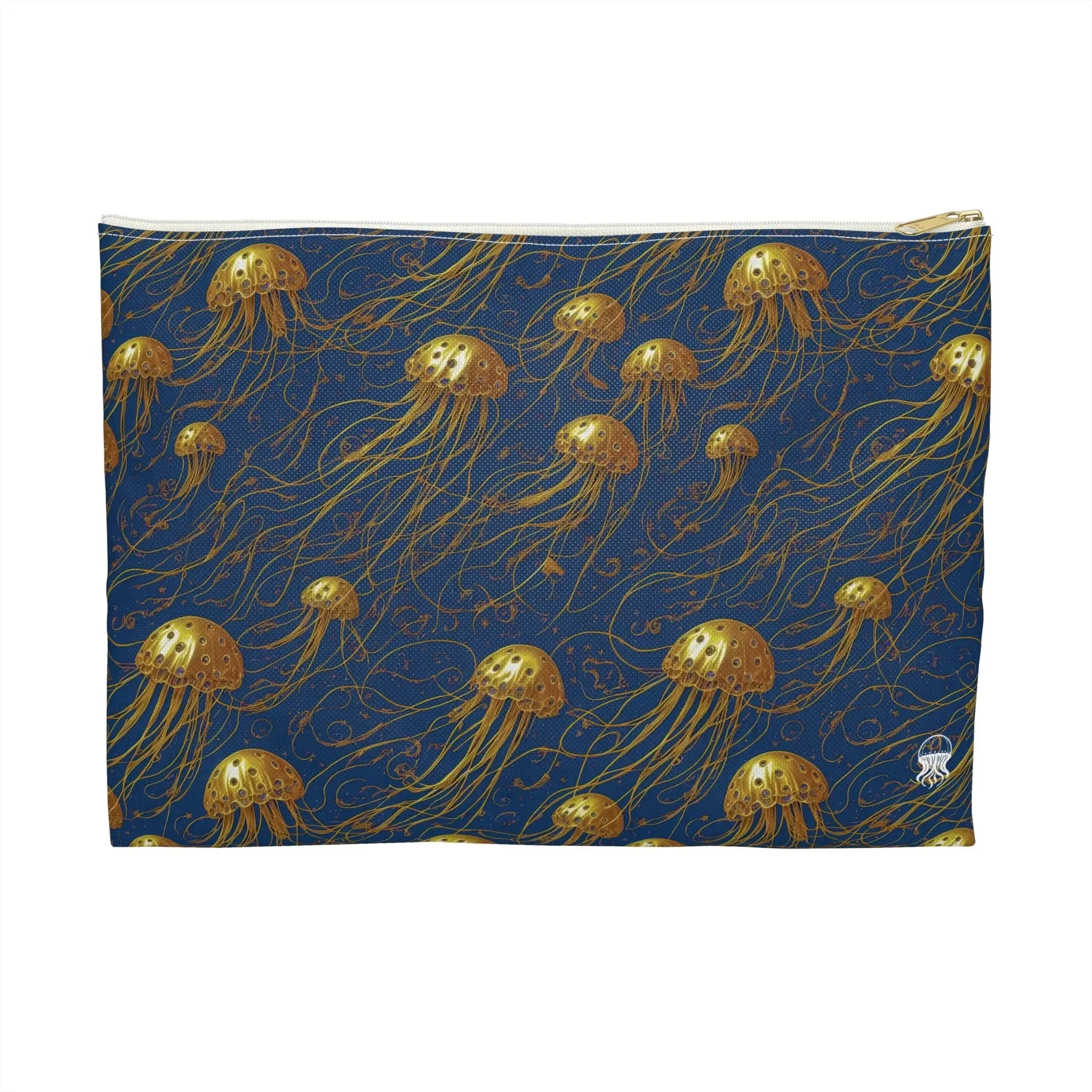 Accessory Pouch - Blue and Gold Jellyfishes