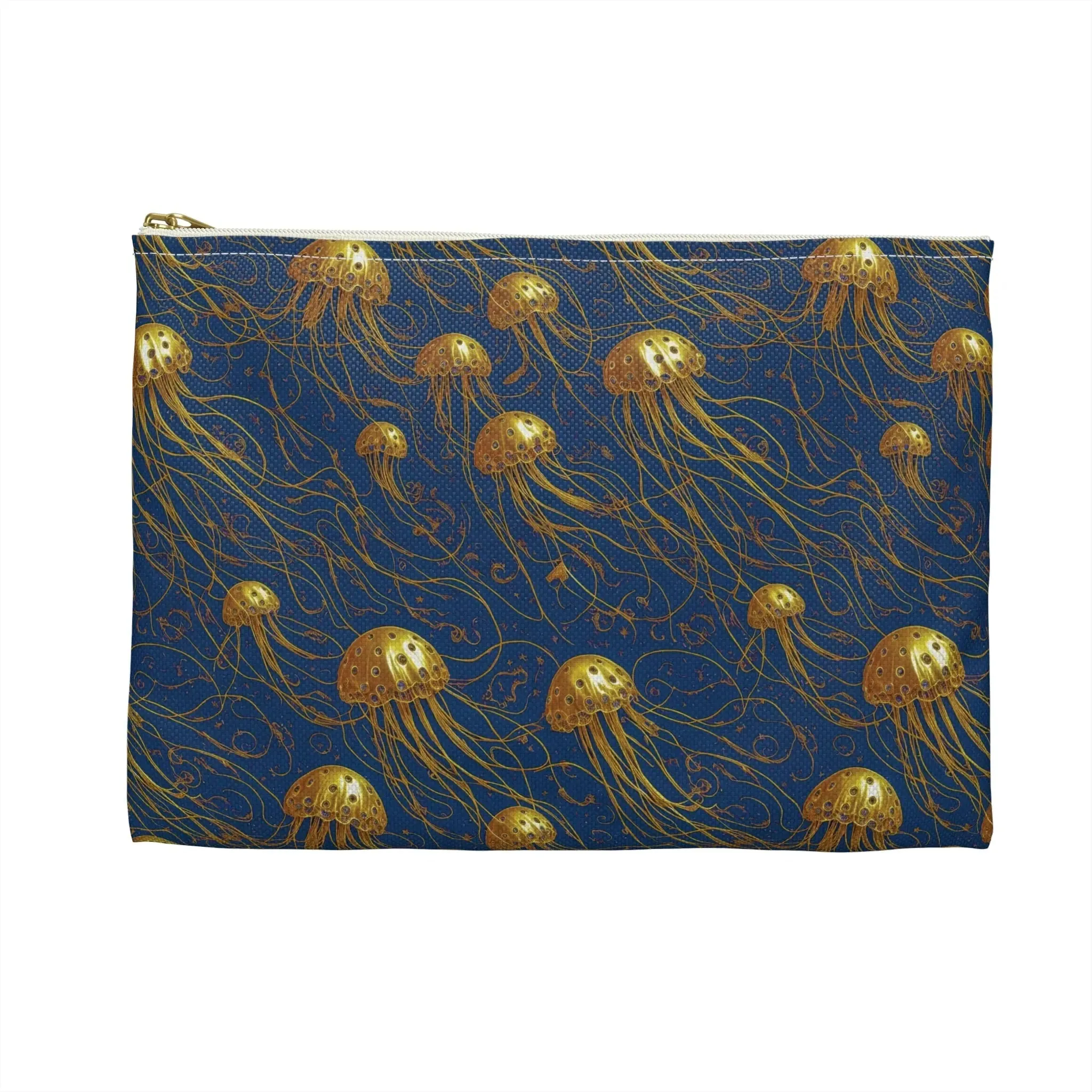 Accessory Pouch - Blue and Gold Jellyfishes