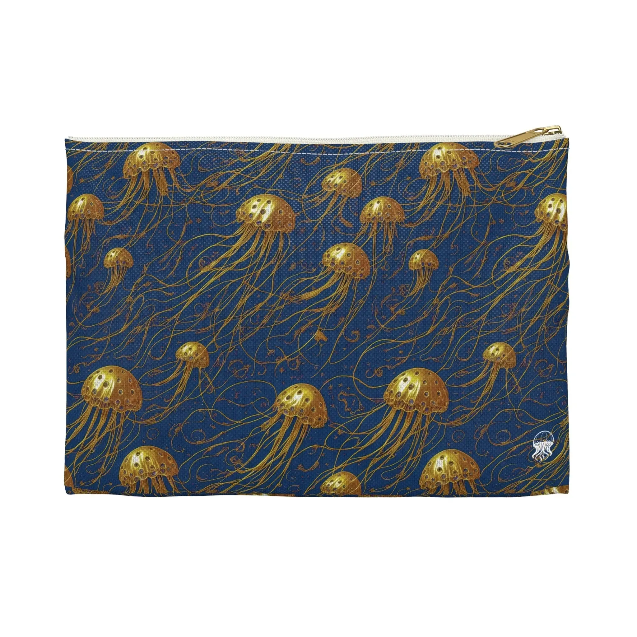 Accessory Pouch - Blue and Gold Jellyfishes