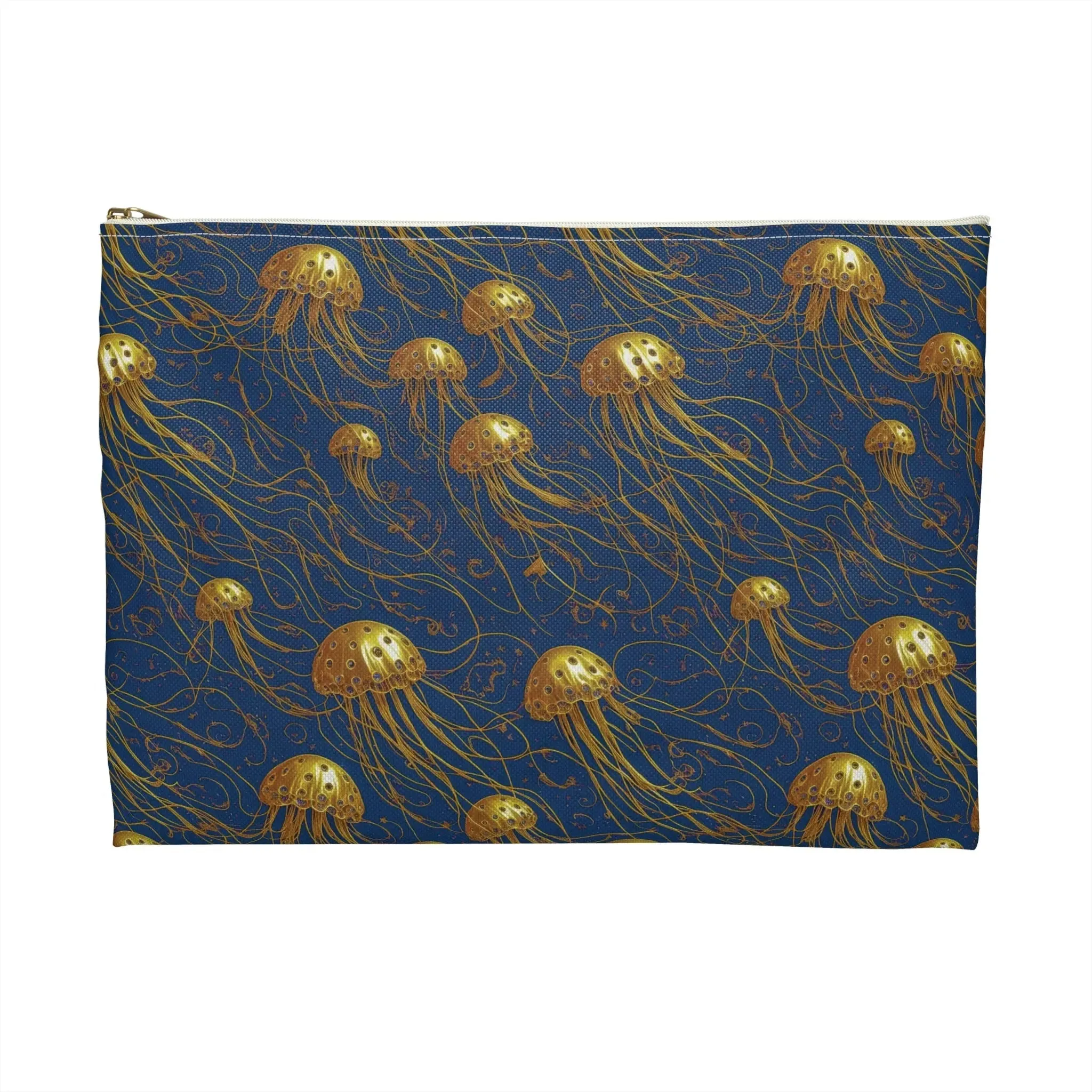 Accessory Pouch - Blue and Gold Jellyfishes