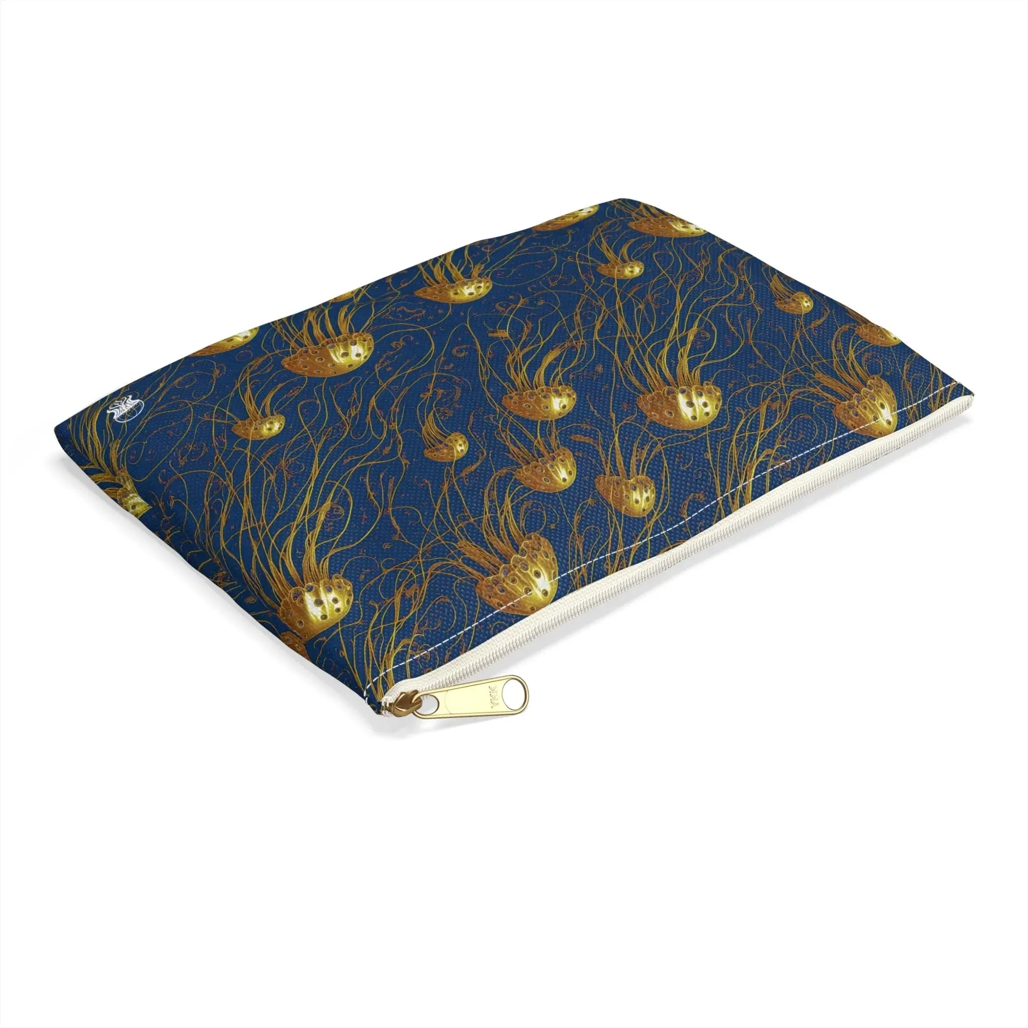 Accessory Pouch - Blue and Gold Jellyfishes