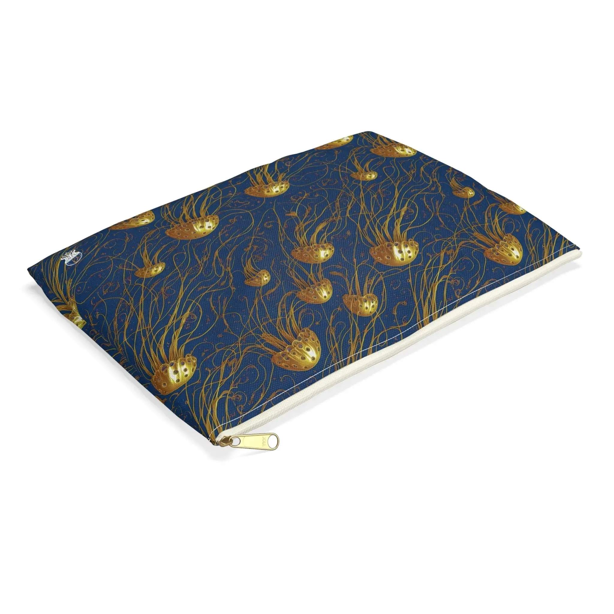 Accessory Pouch - Blue and Gold Jellyfishes