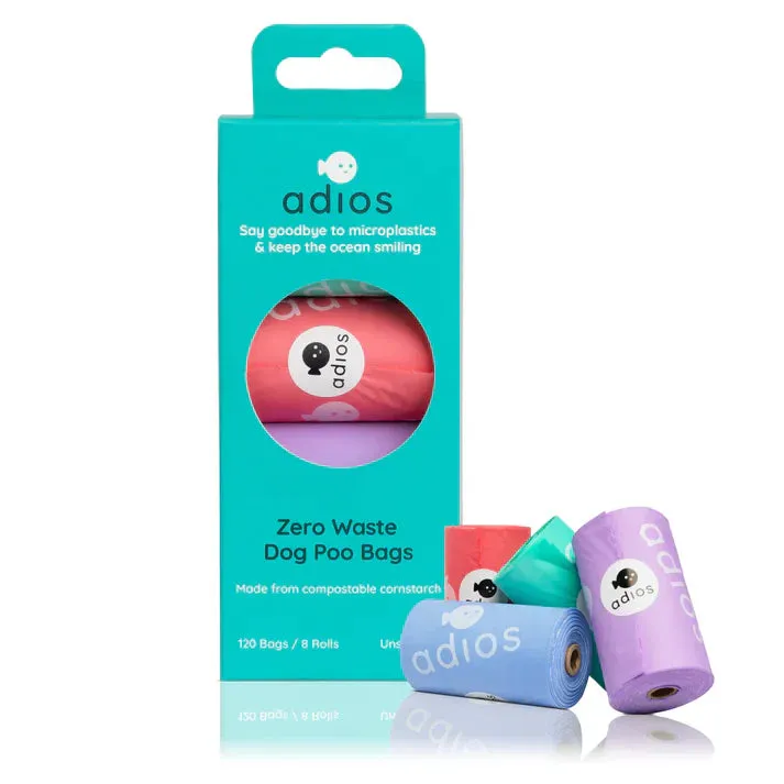 Adios Compostable Dog Poo Bags Rainbow- 120 Bags