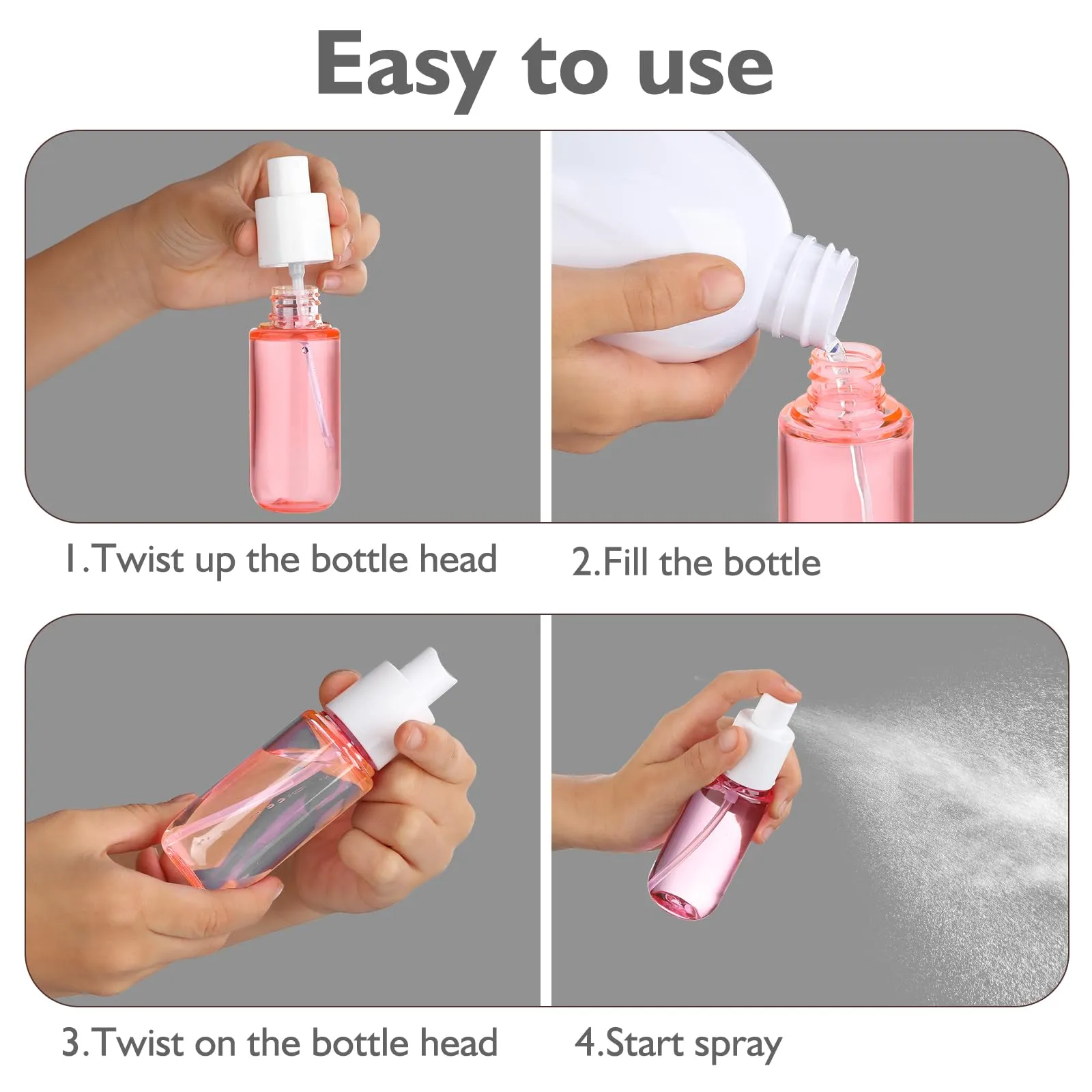 Aeibxiy Small Spray Bottles Travel Size 1.35oz 40ML, Fine Mist Plastic Spray Bottles, Refillable Empty Spray Bottle for Toners, Perfume, Face& Hair Spray