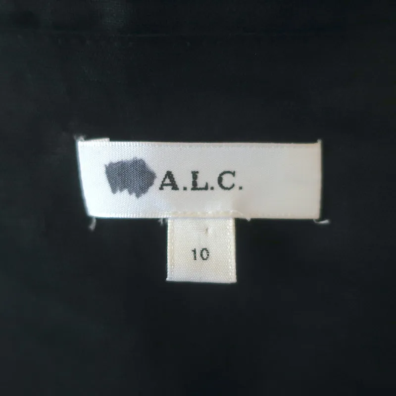 A.L.C. Heather Eyelet-Embroidered Linen Asymmetric Midi Skirt Black Size 10