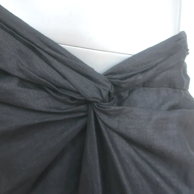 A.L.C. Heather Eyelet-Embroidered Linen Asymmetric Midi Skirt Black Size 10