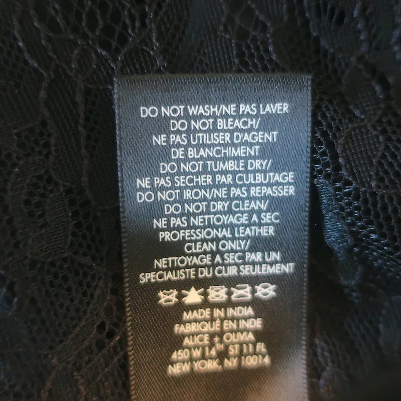 Alice   Olivia Misha Fringed Suede Midi Skirt Black Size 2 NEW