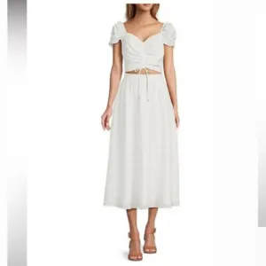 Antonio Melani Lined Shea White Midi Skirt light striped NEW