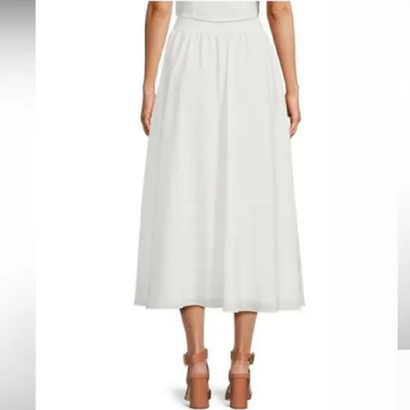 Antonio Melani Lined Shea White Midi Skirt light striped NEW