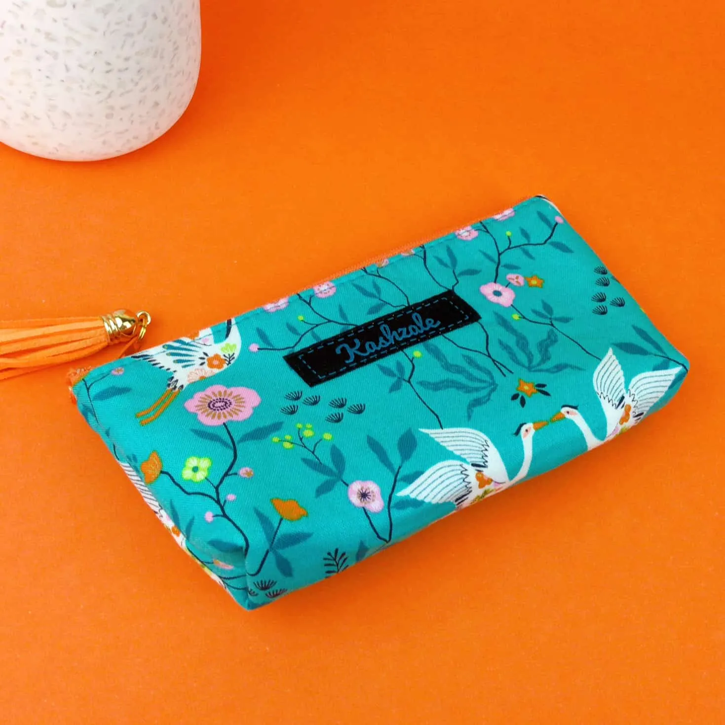 Aqua Cranes Sunglasses bag, glasses case. Aqua Glasses Case