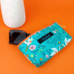 Aqua Cranes Sunglasses bag, glasses case. Aqua Glasses Case