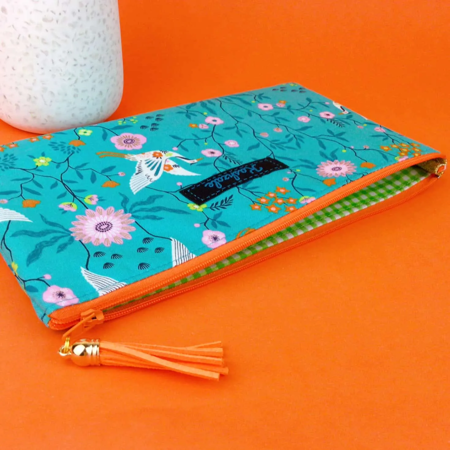 Aqua Cranes Zipper Pouch, Travel Pouch. Aqua Travel Pouch